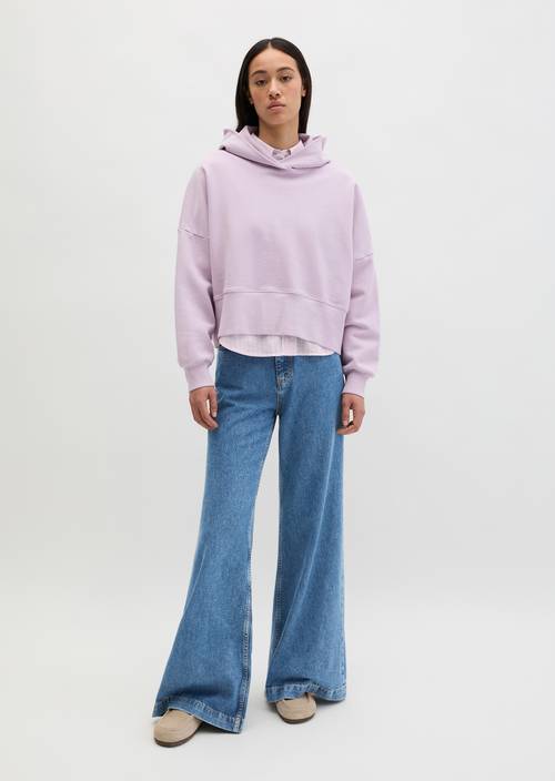 Felpa con cappuccio rilassata tinta in capo Dusty Lavender in vista frontale