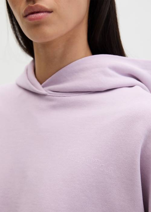 Felpa con cappuccio rilassata tinta in capo Dusty Lavender in vista dettagliata