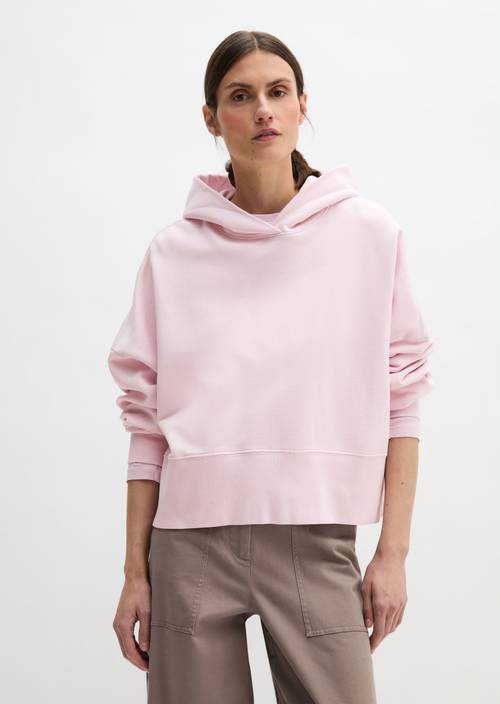 Felpa con cappuccio rilassata tinta in capo Dried Rose in vista frontale