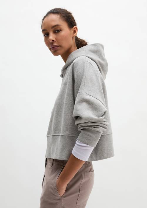 Sudadera relajada con capucha Pure Grey Melange en vista frontal