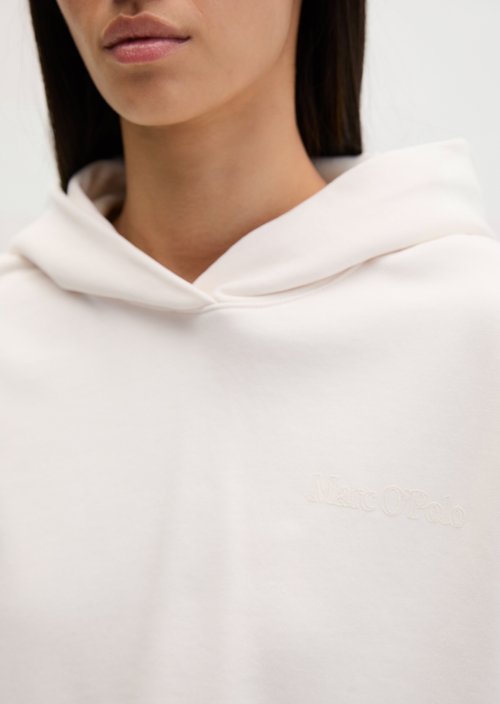 Relaxed hooded sweatshirt — White Cotton