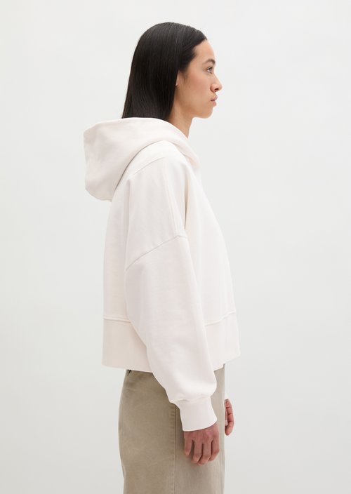 Relaxed hooded sweatshirt — White Cotton