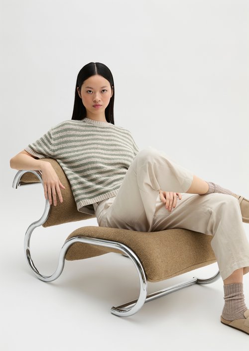 Short sleeve sweater loose — Light Beige