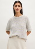 Short sleeve sweater loose made from ribbon yarn - beige | Crew