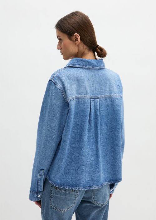 Relaxed tunic denim blouse — Medium Blue