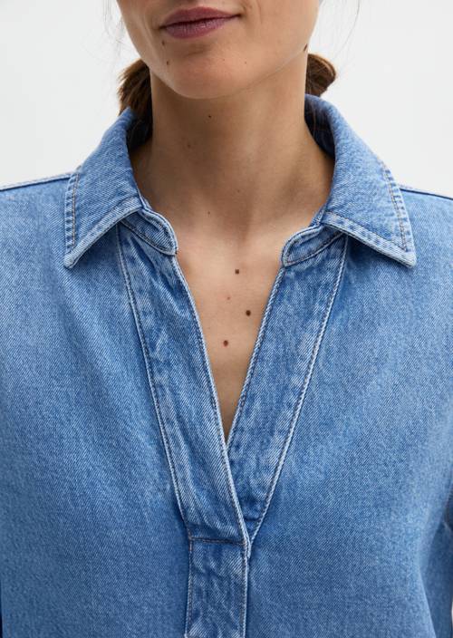 Tunika-Jeansbluse relaxed Medium Blue in Detailansicht
