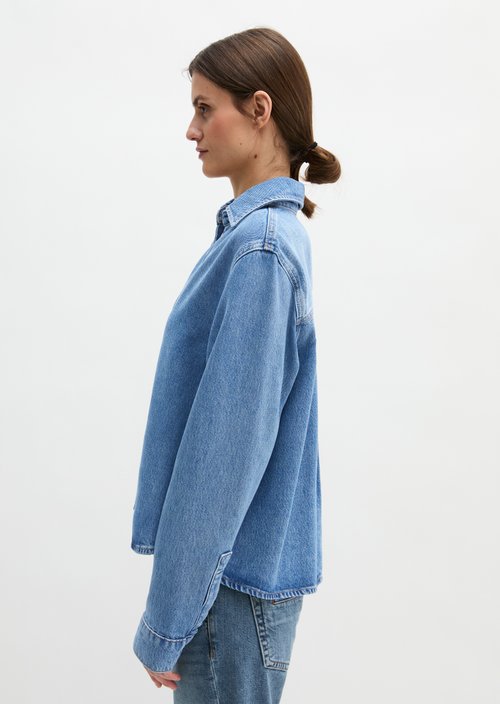 Relaxed tunic denim blouse — Medium Blue