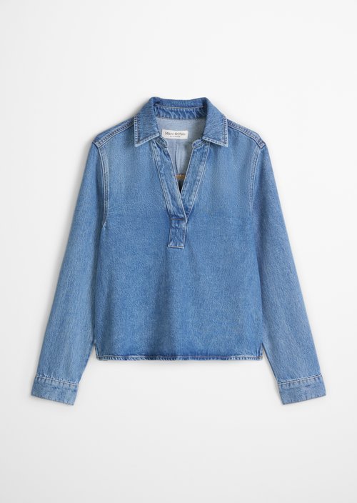 Relaxed tunic denim blouse — Medium Blue