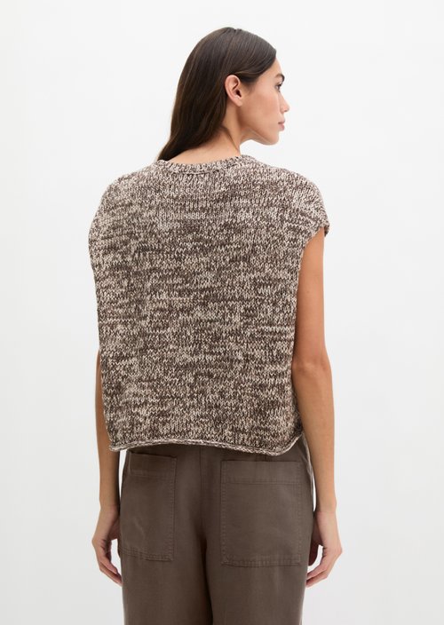 Oversized sleeveless knitted sweater — Medium Brown