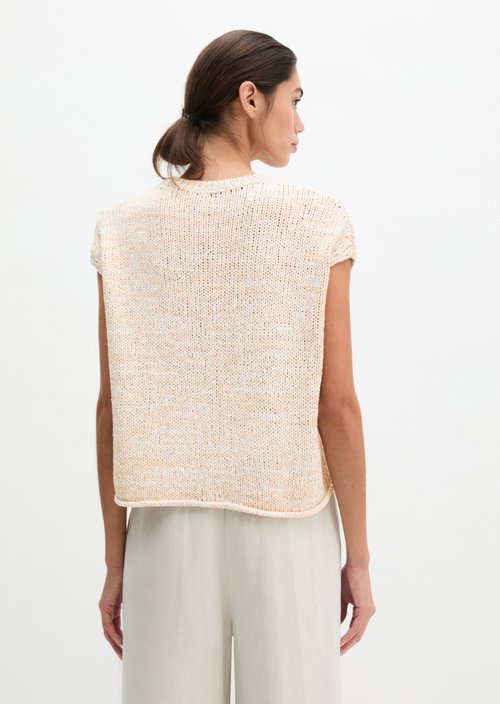 Oversized sleeveless knitted sweater — Light Beige
