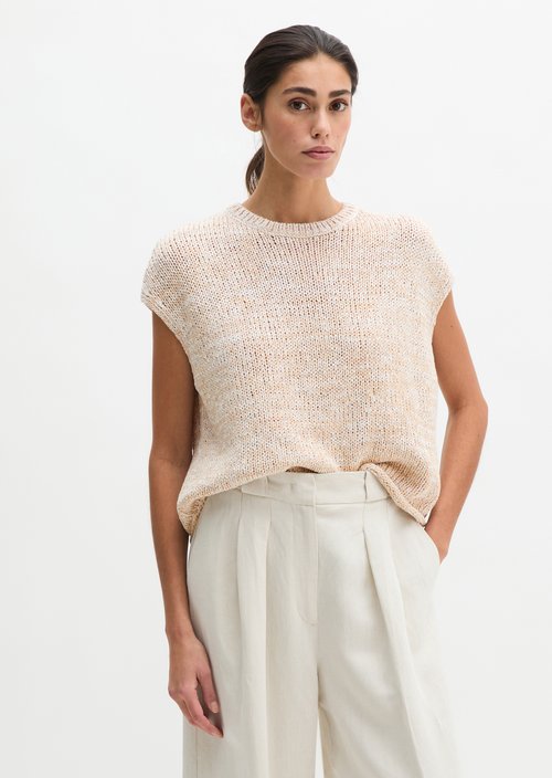 Oversized sleeveless knitted sweater — Light Beige