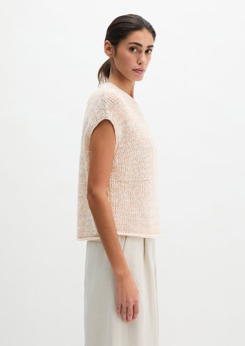 Oversized sleeveless knitted sweater — Light Beige