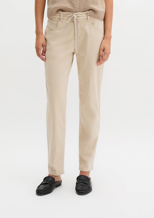 Pants model Theda boyfriend cropped — Linen Beige