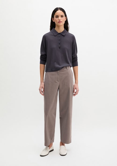 Regular fine knit polo shirt — Blue Graphite