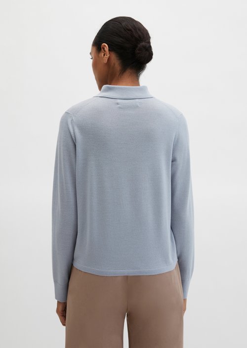 Regular fine knit polo shirt — Grey Horizon