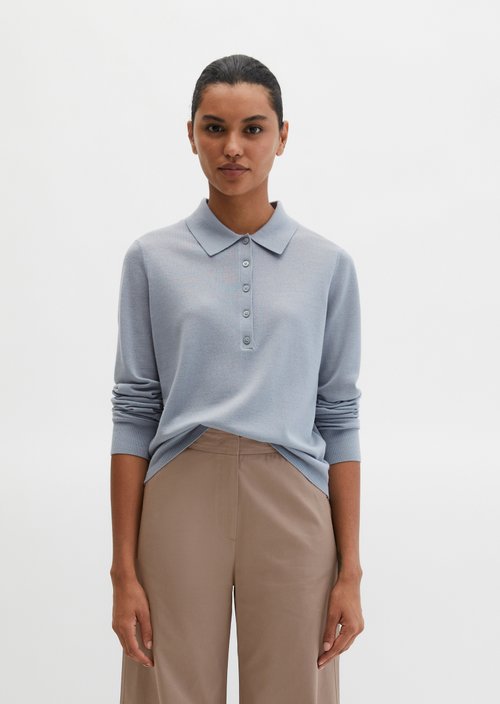 Regular fine knit polo shirt — Grey Horizon