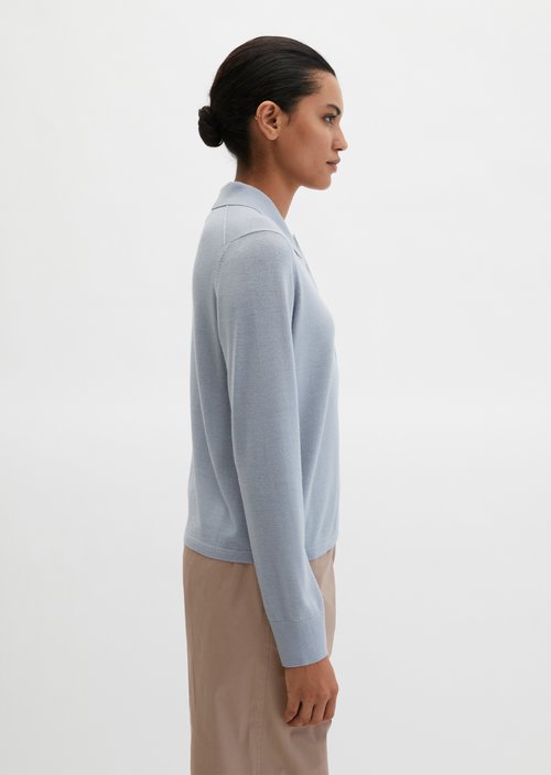 Regular fine knit polo shirt — Grey Horizon