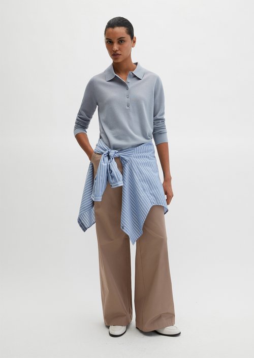 Regular fine knit polo shirt — Grey Horizon