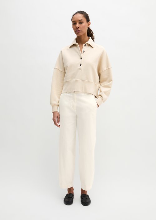 Oversize polo sweatshirt — Linen Beige