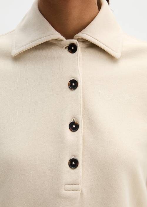 Polo-Sweatshirt oversize Linen Beige in Detailansicht