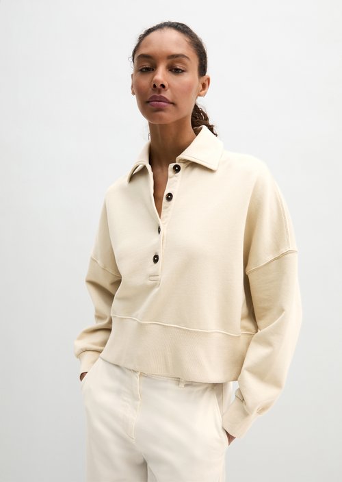 Oversize polo sweatshirt — Linen Beige