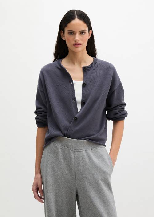 DfC V-Neck-Cardigan oversized Blue Graphite in Frontalansicht