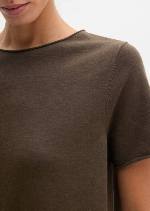 Losse gebreide jurk Burnt Coffee in detailaanzicht