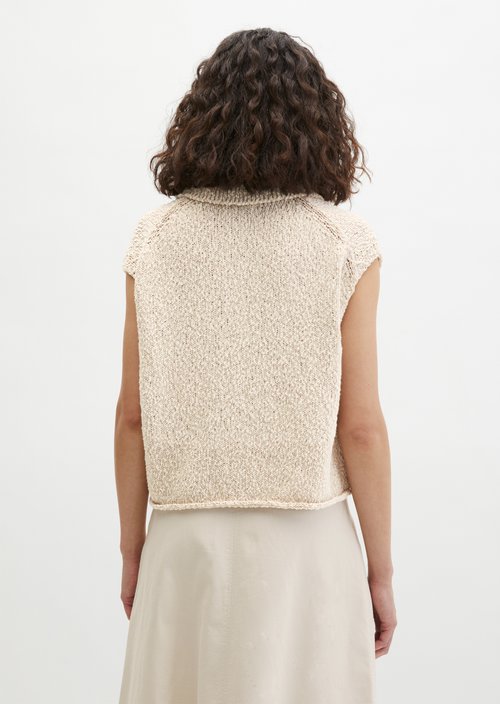 Sleeveless polo sweater loose — Grey Silk