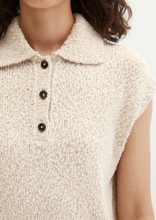 Sleeveless polo sweater loose — Grey Silk