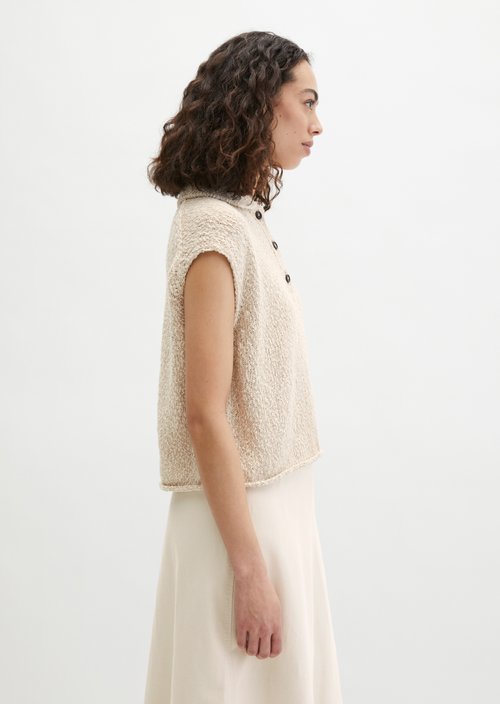 Sleeveless polo sweater loose — Grey Silk