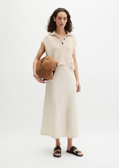 Sleeveless polo sweater loose — Grey Silk