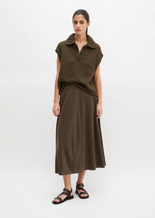 Sleeveless polo sweater loose — Burnt Coffee Melange
