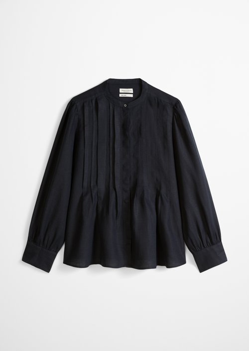 Linen blouse A-shape — Deep Night Blue