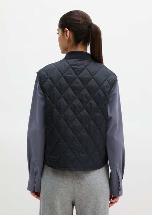 Stowable quilted vest MOP x Function — Deep Night Blue