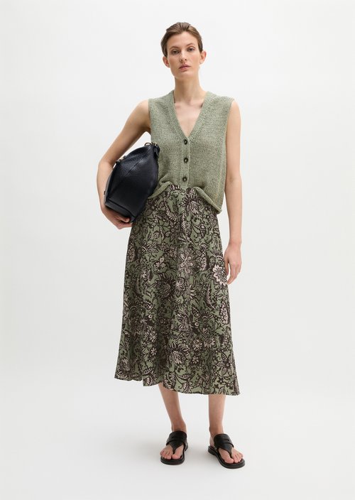 Regular crinkle print skirt — Light Green