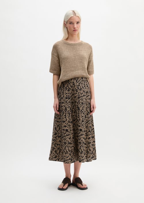 Regular crinkle print skirt — Dark Blue