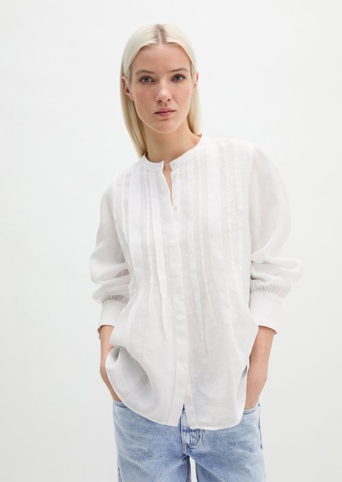 Linen blouse A-shape — White