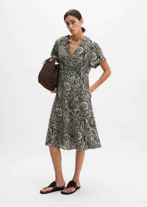 Crinkle dress shaped Light Green in front view