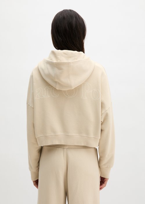 Logo hoodie sweat jacket relaxed — Linen Beige