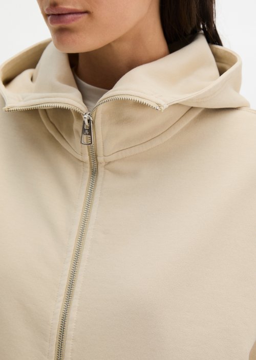 Logo hoodie sweat jacket relaxed — Linen Beige