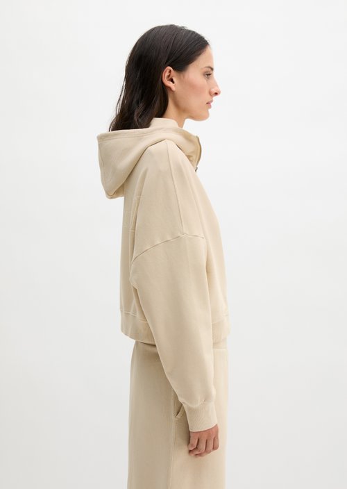 Logo hoodie sweat jacket relaxed — Linen Beige