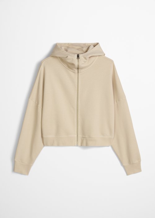 Logo hoodie sweat jacket relaxed — Linen Beige