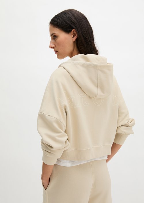 Logo hoodie sweat jacket relaxed — Linen Beige
