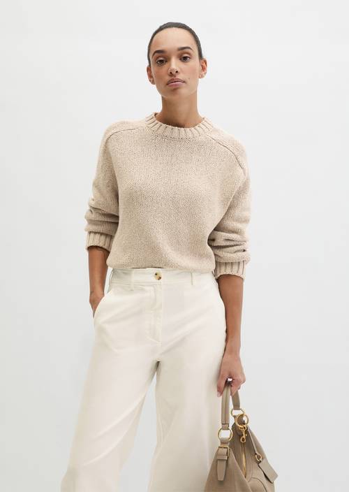 Pull oversize Linen Beige en vue de face