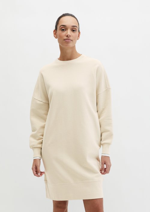 Logo sweat dress straight — Linen Beige