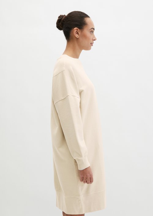 Logo sweat dress straight — Linen Beige