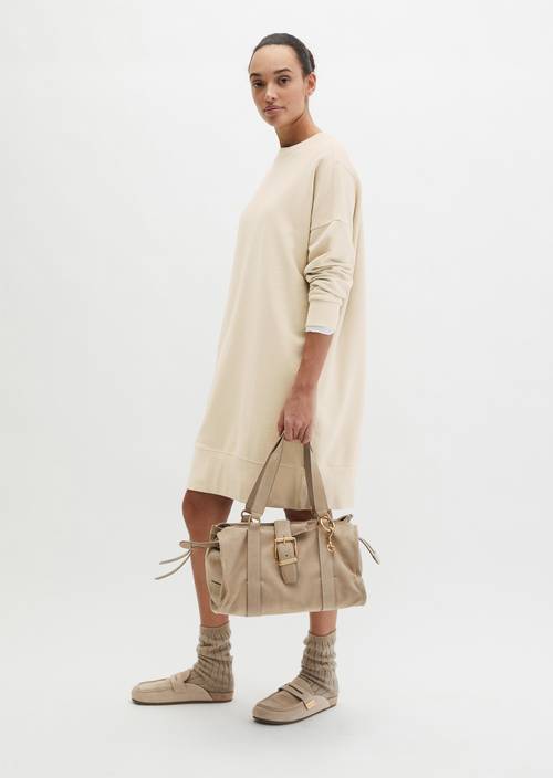 Logo-Sweatkleid straight Linen Beige in Frontalansicht