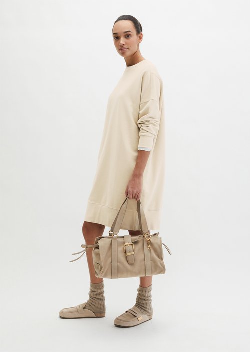 Logo sweat dress straight — Linen Beige