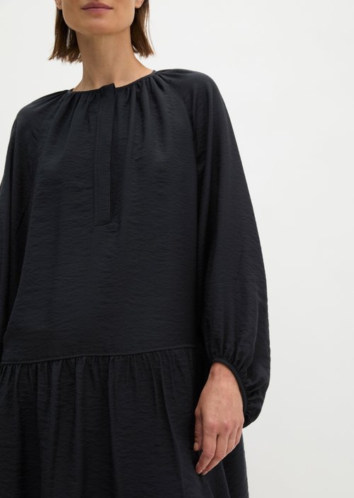 A-shape crinkle dress — Deep Night Blue
