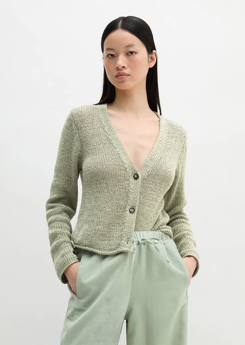 Cardigan slim Fresh Sage in vista frontale
